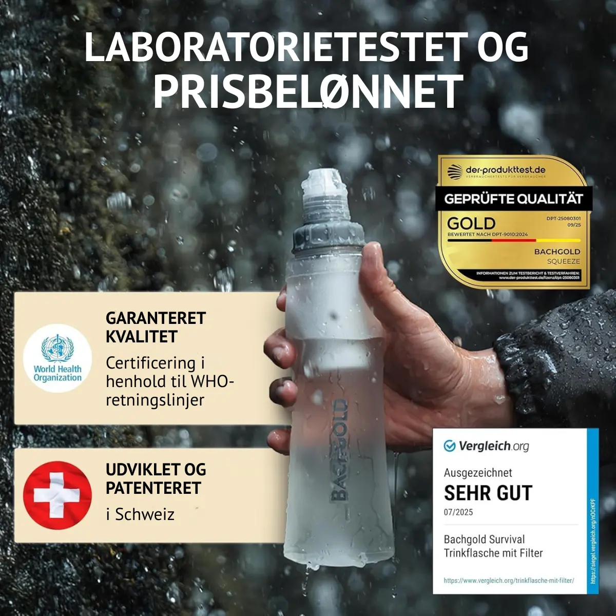 Bachgold Squeeze laboratorietestet og prisbelønnet vandfilter